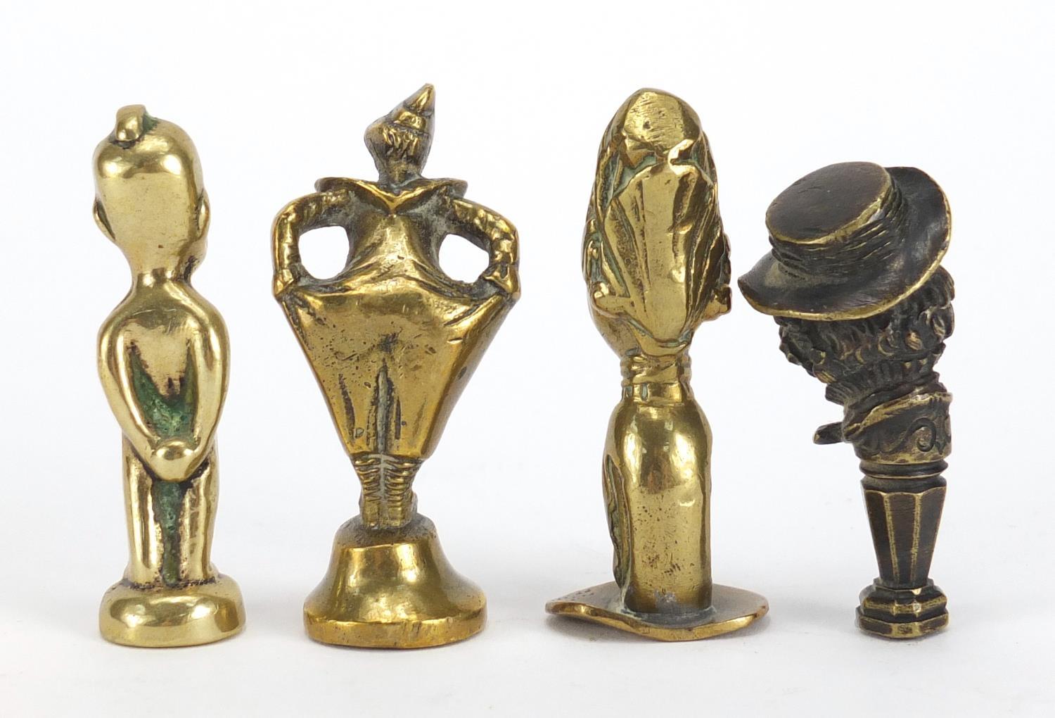 Four antique pipe tampers including a pierrot design example, the largest 7cm high : For Further - Image 2 of 3