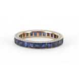 Unmarked white metal sapphire eternity ring, size M, approximate weight 2.1g : For Further Condition