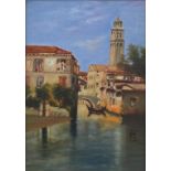 Ria Della Pieta, Venice, 19th century oil, framed, 29.5cm x 22cm : For Further Condition Reports