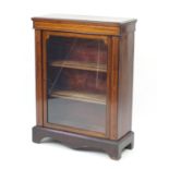 Inlaid rosewood pier cabinet, the glazed door enclosing two shelves, 104cm H x78cm W x 30cm D :