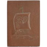 Arts & Crafts Newlyn style copper panel embossed with a ship in water, 29.5cm x 21cm : For Further