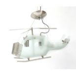 Retro glass and chrome helicopter light fitting, 64cm in length : For Further Condition Reports