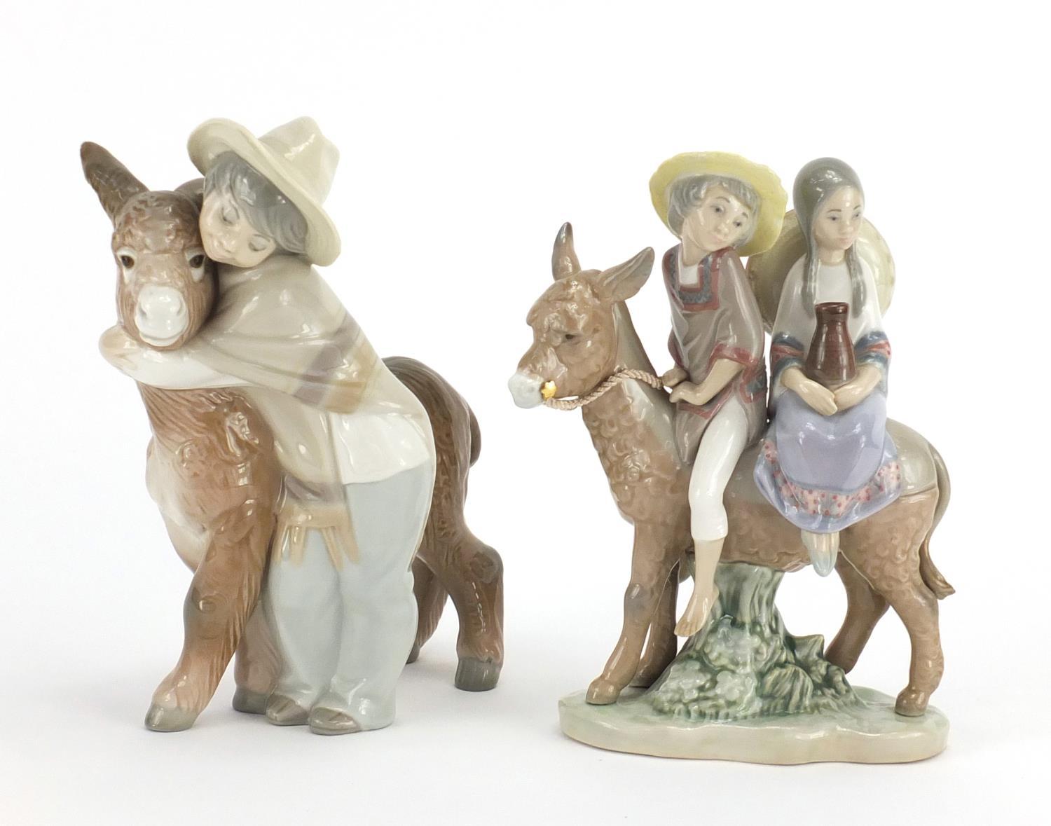 Two Lladro figures comprising Ride in the Country 5354 and Platero and Marcelino 1181, the largest