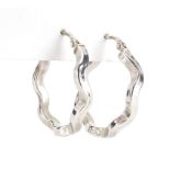 Pair of 9ct white gold hoop earrings, 2.5cm in diameter, approximate weight 2.5g : For Further