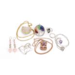Jewellery including necklaces, pendants and rings some silver set with semi precious stones : For