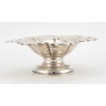 Silver pedestal flower head dish by Atkin Brothers Sheffield 1910, 7cm high x 19cm in diameter,