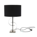 Contemporary polished metal designer table lamp and shade, 67cm high : For Further Condition Reports