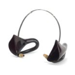 1920's Bakelite double ear trumpet by Mears with Military crows foot, 15cm high : For Further