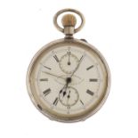 Victorian gentleman's silver English Watch Co chrono-micrometer open face pocket watch, the case