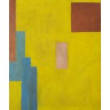 Abstract composition, geometric shapes, oil on canvas, bearing an Omega workshops label verso,