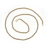 9ct gold rope twist necklace, 54cm in length, approximate weight 14.0g : For Further Condition
