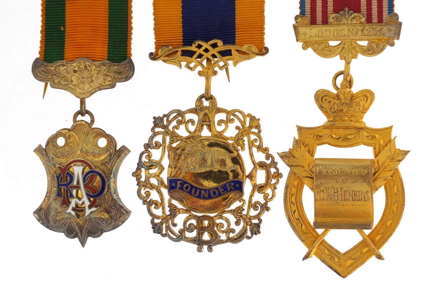 Royal Order of Buffalos jewels and sashes relating to K T W H Jenkins including seven silver jewels, - Image 12 of 24