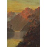 Loch scene, early 20th century Scottish oil on canvas, bearing an indistinct signature possibly Buzi
