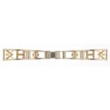 Unmarked white and yellow metal diamond Masonic watch strap, 14cm in length, approximate weight 24.