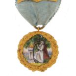 9ct gold and enamel Masonic Alexandra Lodge jewel, presented to Brother W J Forsbrey? 1924,