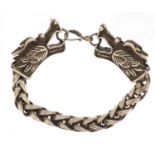 Chinese silver coloured metal dragon bracelet, 22cm in length, approximate weight 128.0g : For