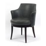 Contemporary Morgan slate leather chair on out swept tapering legs, 81cm high ( option) : For