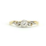 18ct gold and platinum diamond solitaire ring, size N, approximate weight 2.3g : For Further
