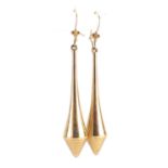 Pair of 9ct gold drop earrings, 6.5cm in length, approximate weight 2.5g : For Further Condition