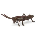 Japanese patinated bronze locust, 11.5cm in length : For Further Condition Reports Please Visit