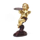 Gilt cherub design dumbwaiter, 90cm high : For Further Condition Reports and Live Bidding Please