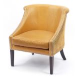 French Empire style Style Matters tub chair with brown leather upholstery, 86c high : For Further