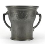 German Art Nouveau pewter ice bucket with twin handles by Gerhard & Co, impressed marks and numbered