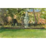 Mary Jackson - Cool Fountain, France signed watercolour, mounted and framed, 25.5cm x 16.5cm : For