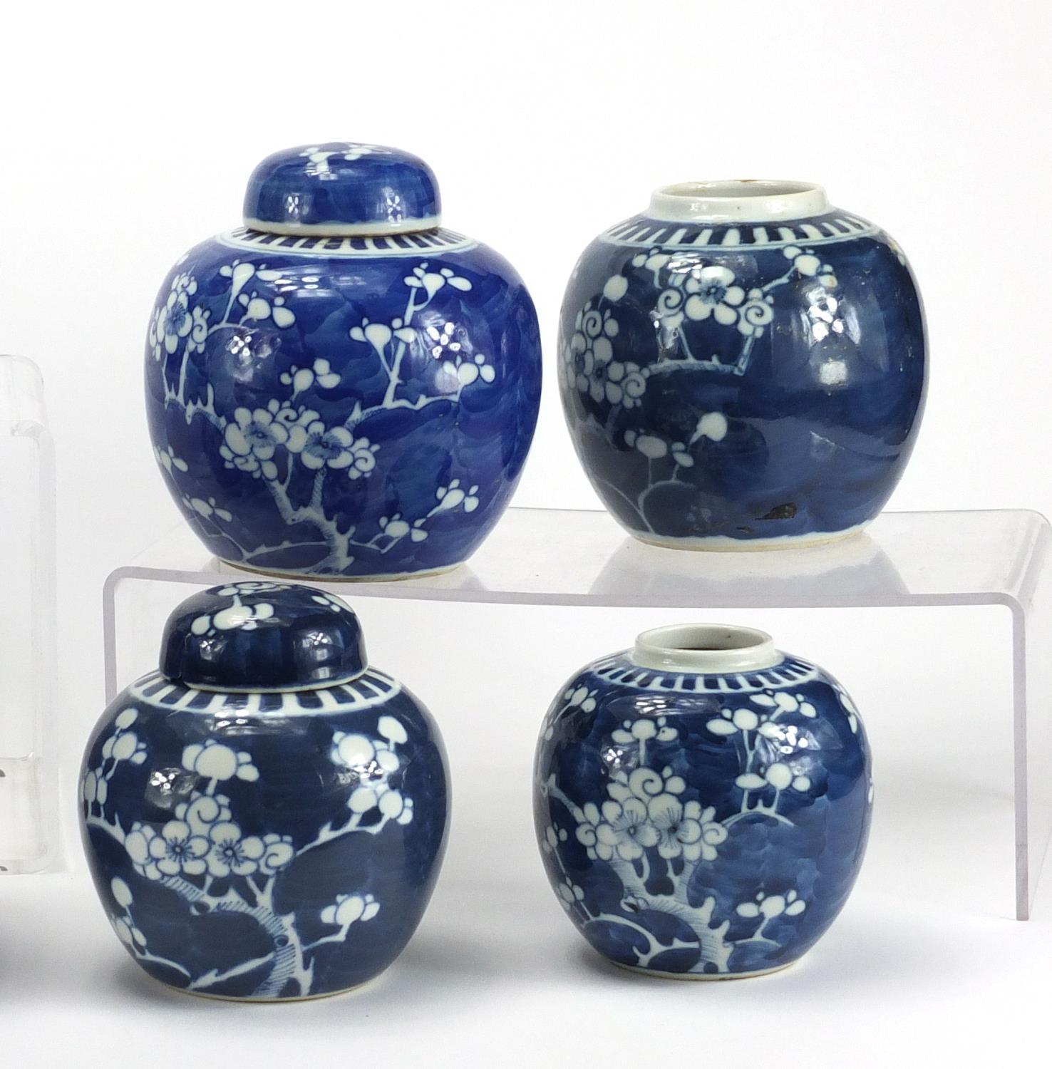 Chinese blue and white porcelain comprising a baluster vase and nine ginger jars, four with - Image 6 of 7
