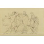 Stephnie Harris '84 - Figures with horses, pencil and sanguine chalk, mounted unframed, 46cm x