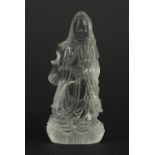 Chinese carving of Guanyin possibly rock crystal, 12.5cm high : For Further Condition Reports Please