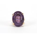 9ct gold amethyst solitaire ring, size J, approximate weight 7.7g : For Further Condition Reports