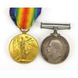 British Military World War I pair awarded to DM2-162646PTE.F.BARNES.A.S.C. : For Further Condition