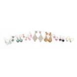 Ten pairs of silver semi precious stone earrings, approximate weight 39.5g : For Further Condition
