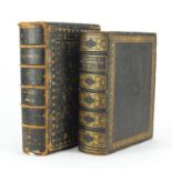 Two antique leather bound bibles, comprising Brown's Self Interpreting Bible with coloured plates,