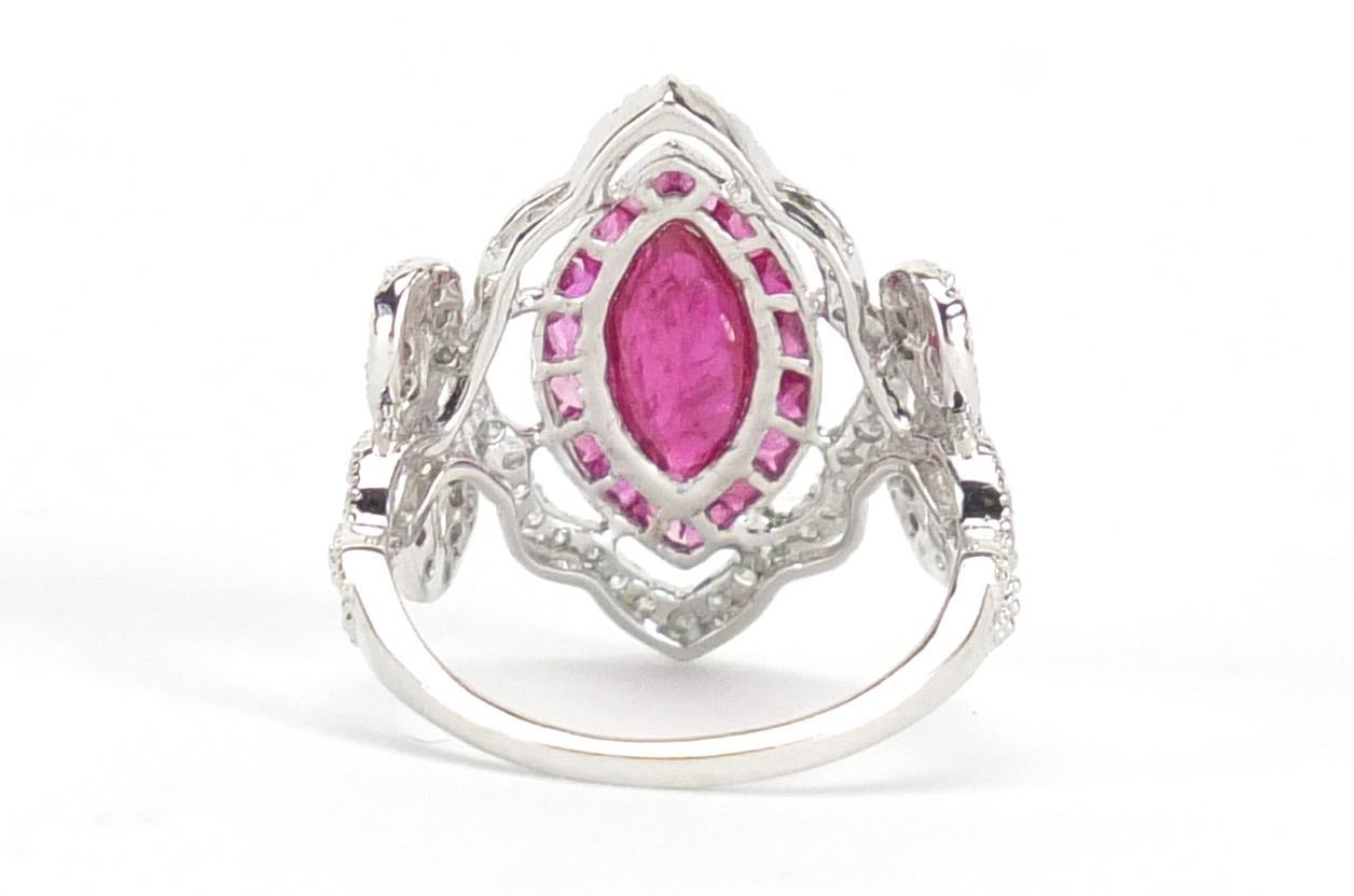 18ct white gold ruby and diamond ring, size L, approximate weight 3.7g : For Further Condition - Image 3 of 4