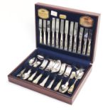 Viners Kings Royale forty four piece canteen of silver plated cutlery, the canteen 39cm wide : For