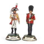 Two hand painted pewter Military figures by Charles Stadden, Drum Major Royal Scots Dragoon Guards