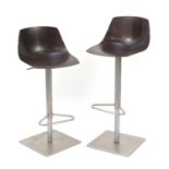 Pair of Lapalma Miunn adjustable bar stools, designed by Karri Monni : For Further Condition Reports