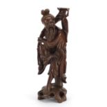 Chinese root carving of a fisherman, 42cm high : For Further Condition Reports and Live Bidding