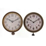 Two travel clocks including J W Benson, the largest 6.5cm in diameter : For Further Condition