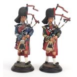 Two Ballantynes of Walkerburn hand painted Military figures, Scots Guards Pipe Major and Black Watch