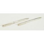 Tiffany & Co silver propelling pencil and ball point pen, housed in a fitted case with box : For