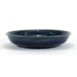 Chinese blue glazed porcelain shallow dragon dish, 33cm in diameter : For Further Condition