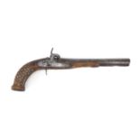 Early 19th century walnut flintlock pistol, 42cm in length : For Further Condition Reports Please