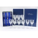 Three sets of six crystal glasses comprising Aynlsey, Cara crystal and Gleneagles, all boxed : For