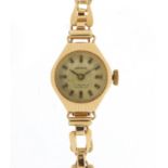 Ladies 9ct gold Bersay wristwatch with 9ct gold strap, approximate weight 10.0g : For Further