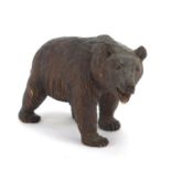 Carved Black Forest standing bear with beaded glass eyes, 17cm in length : For Further Condition