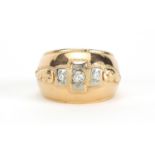 14ct rose gold diamond and white sapphire ring, size W, approximate weight 13.5g : For Further