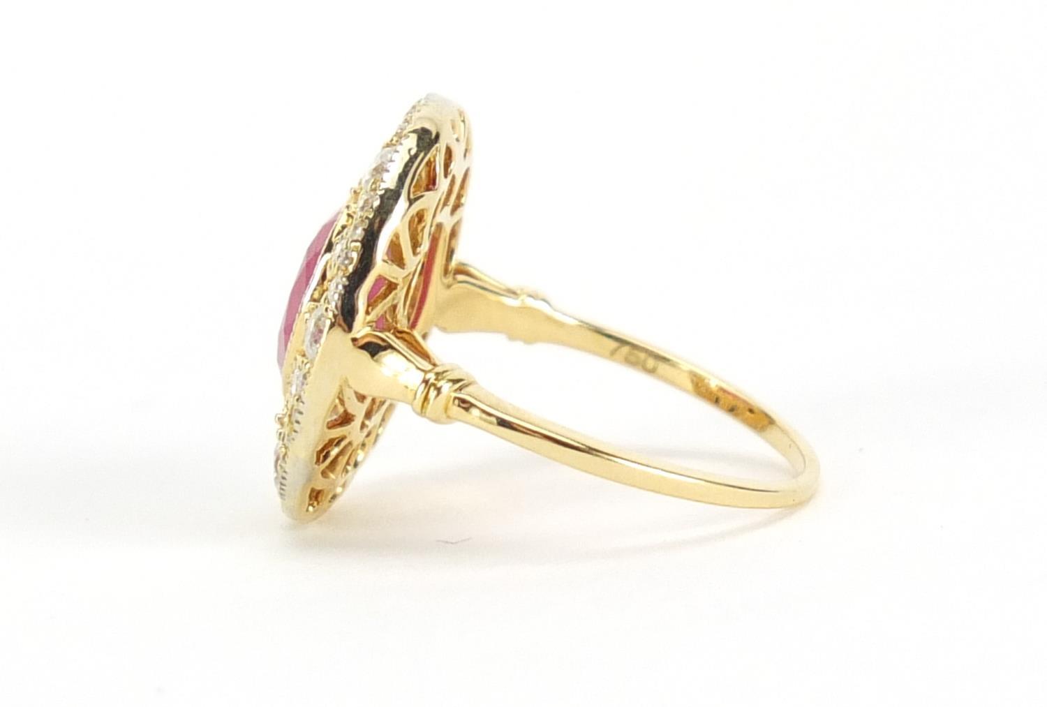 18ct gold ruby and diamond ring, size J, approximate weight 3.5g : For Further Condition Reports - Image 2 of 4